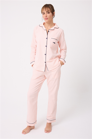 MARISILK™ SEASTRIPE Premium Dokuma Uzun Kollu Uzun Pantolonlu Kadın Pijama & Lounge Takımı
