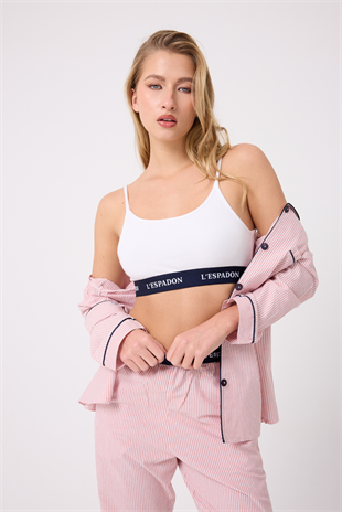 MARISILK™ SEASTRIPE Premium Dokuma Uzun Kollu Crop Pantolonlu Kadın Pijama & Lounge Takımı