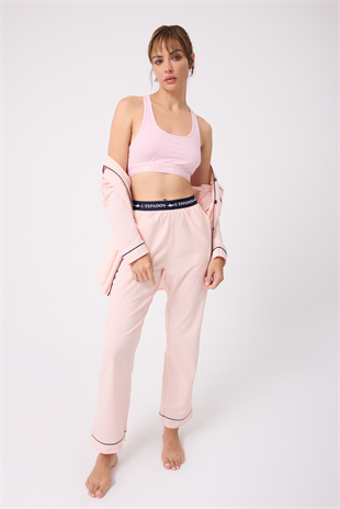 MARISILK™ SEASTRIPE Premium Dokuma Uzun Kollu Uzun Pantolonlu Kadın Pijama & Lounge Takımı