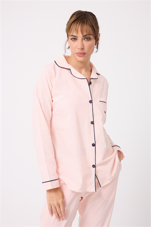 MARISILK™ SEASTRIPE Premium Dokuma Uzun Kollu Uzun Pantolonlu Kadın Pijama & Lounge Takımı