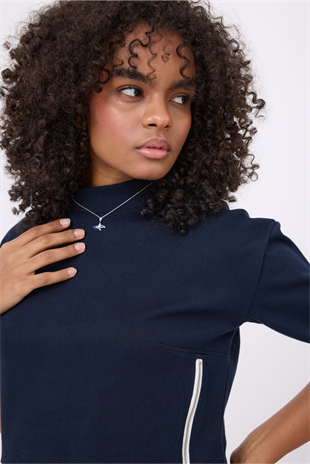 OCEAN TURTLENECK™ Çift Yan Fermuarlı Denizci Çizgili Midi Kollu Sweatshirt