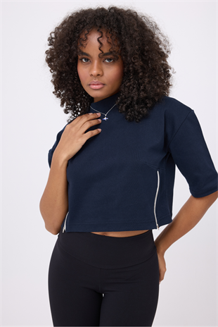 OCEAN TURTLENECK™ Çift Yan Fermuarlı Denizci Çizgili Midi Kollu Sweatshirt