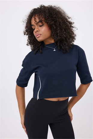 OCEAN TURTLENECK™ Çift Yan Fermuarlı Denizci Çizgili Midi Kollu Sweatshirt