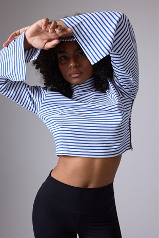 OCEAN TURTLENECK™ Yan Fermuarlı Denizci Çizgili Uzun Kollu Sweatshirt