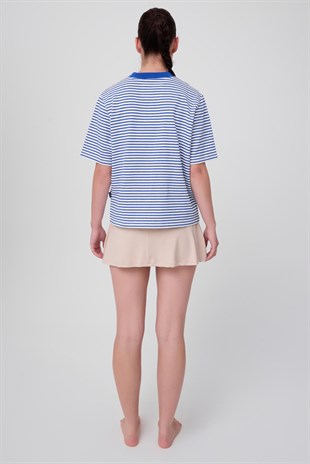 TEE NAUTIQUE™ Lacivert Çizgili Premium Örme Bisiklet Yaka T-Shirt