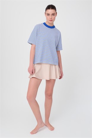 TEE NAUTIQUE™ Lacivert Çizgili Premium Örme Bisiklet Yaka T-Shirt