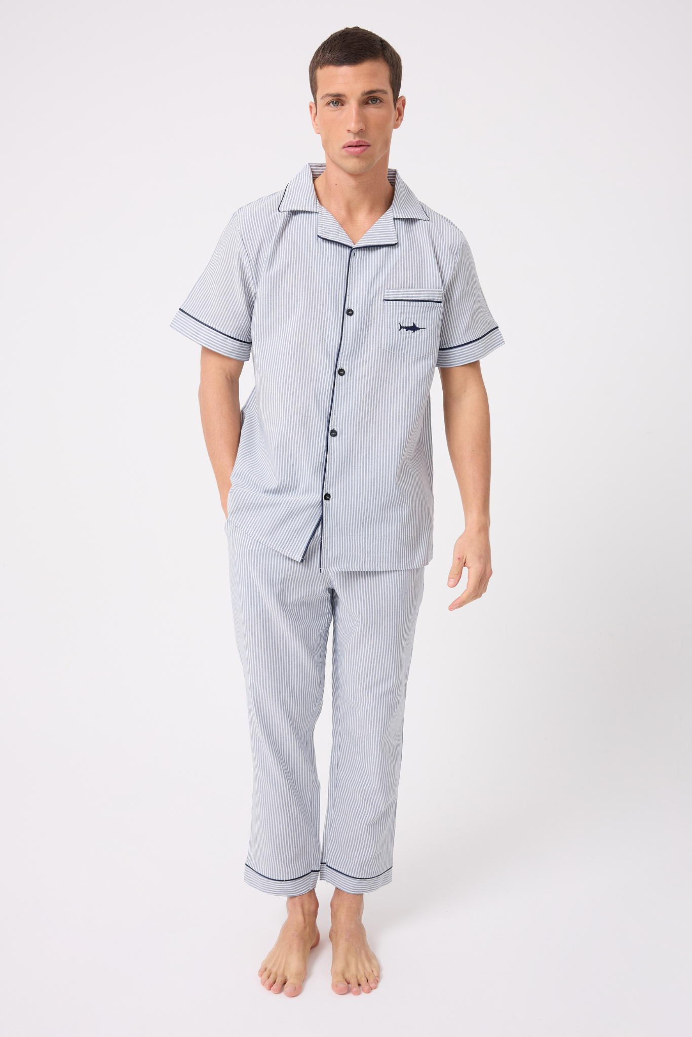 L’ESPADON MARISILK™ SEASTRIPE Erkek Dokuma Uzun Kollu Uzun Paçalı Pijama & Lounge Takımı
