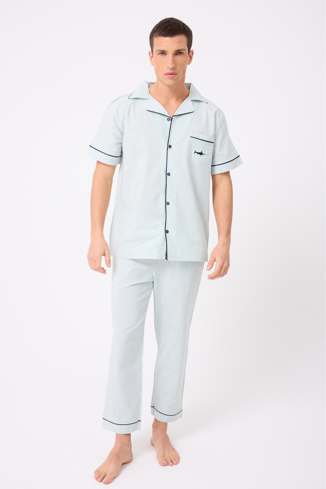 L’ESPADON MARISILK™ SEASTRIPE Erkek Dokuma Uzun Kollu Uzun Paçalı Pijama & Lounge Takımı