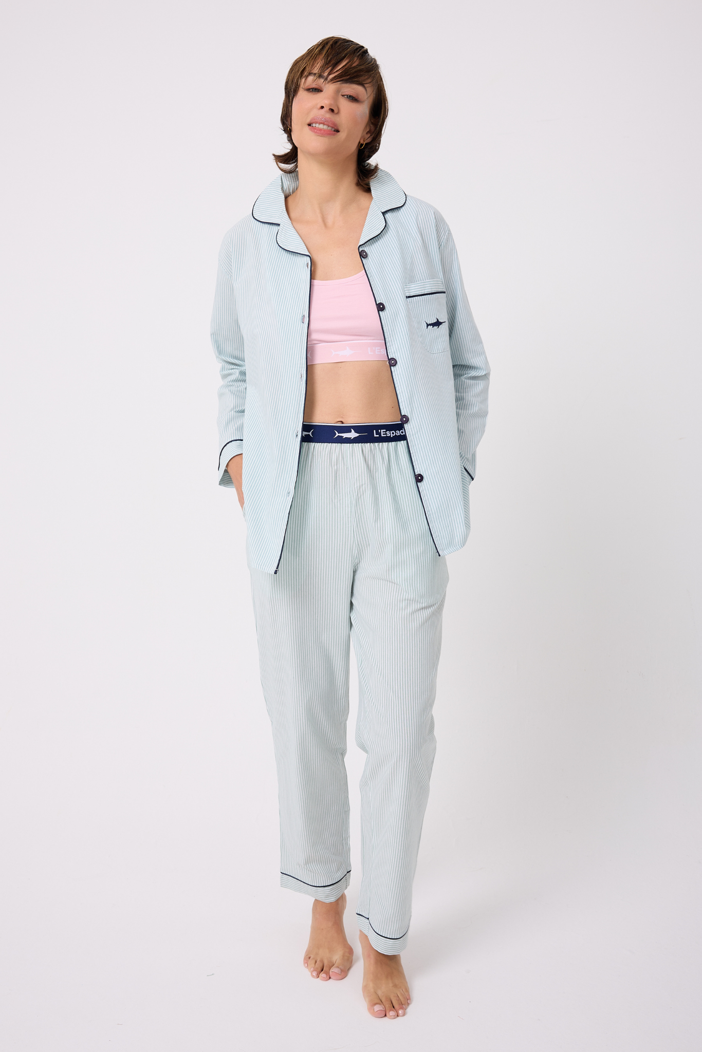 MARISILK™ SEASTRIPE Premium Dokuma Uzun Kollu Uzun Pantolonlu Kadın Pijama & Lounge Takımı