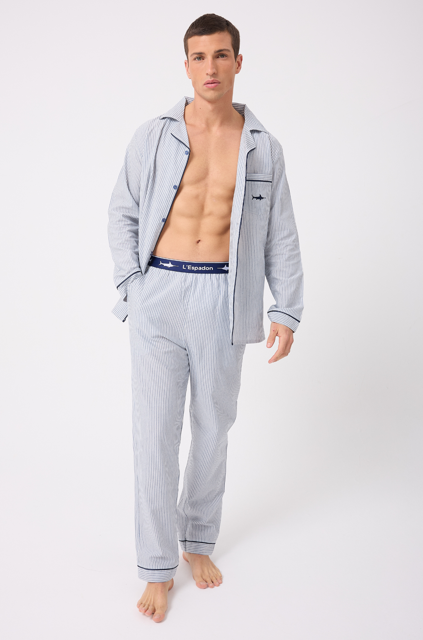 MARISILK™ SEASTRIPE Premium Dokuma Uzun Kollu Uzun Paçalı Erkek Pijama Takımı