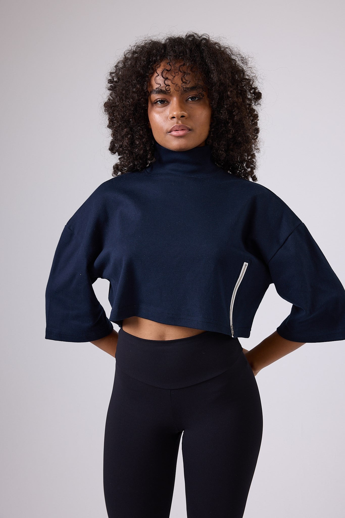 OCEAN TURTLENECK™ Yan Fermuarlı Denizci Çizgili Midi Kollu Sweatshirt