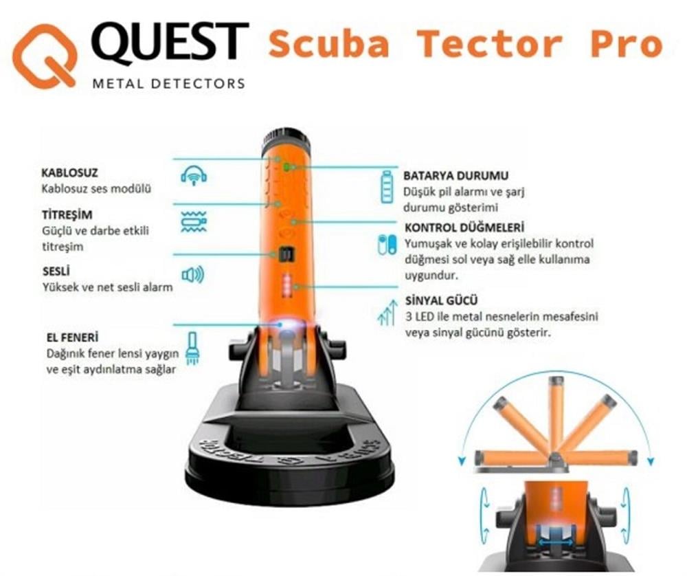 Quest Metal Detectors Scuba Tector PRO Su Altı Dedektörü&Sahil Arama Dedektörü