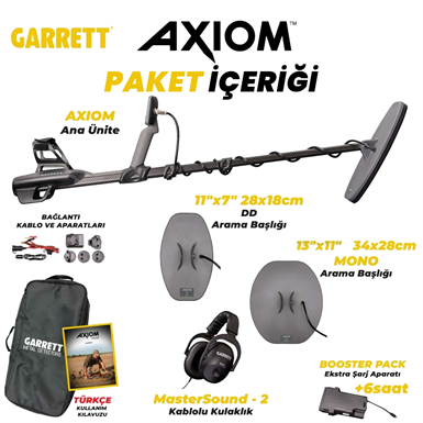 Garrett Dedektör Axiom Altın Dedektörü 34x28 cm Mono, 28x18 cm DD Başlıklı