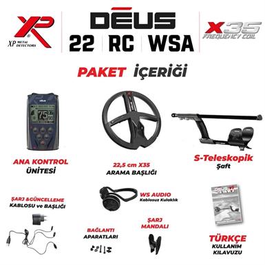 XP Dedektör DEUS - 22,5cm X35 Başlık, Ana Kontrol Ünitesi (RC), WSAUDIO Kulaklık - FULL PAKET