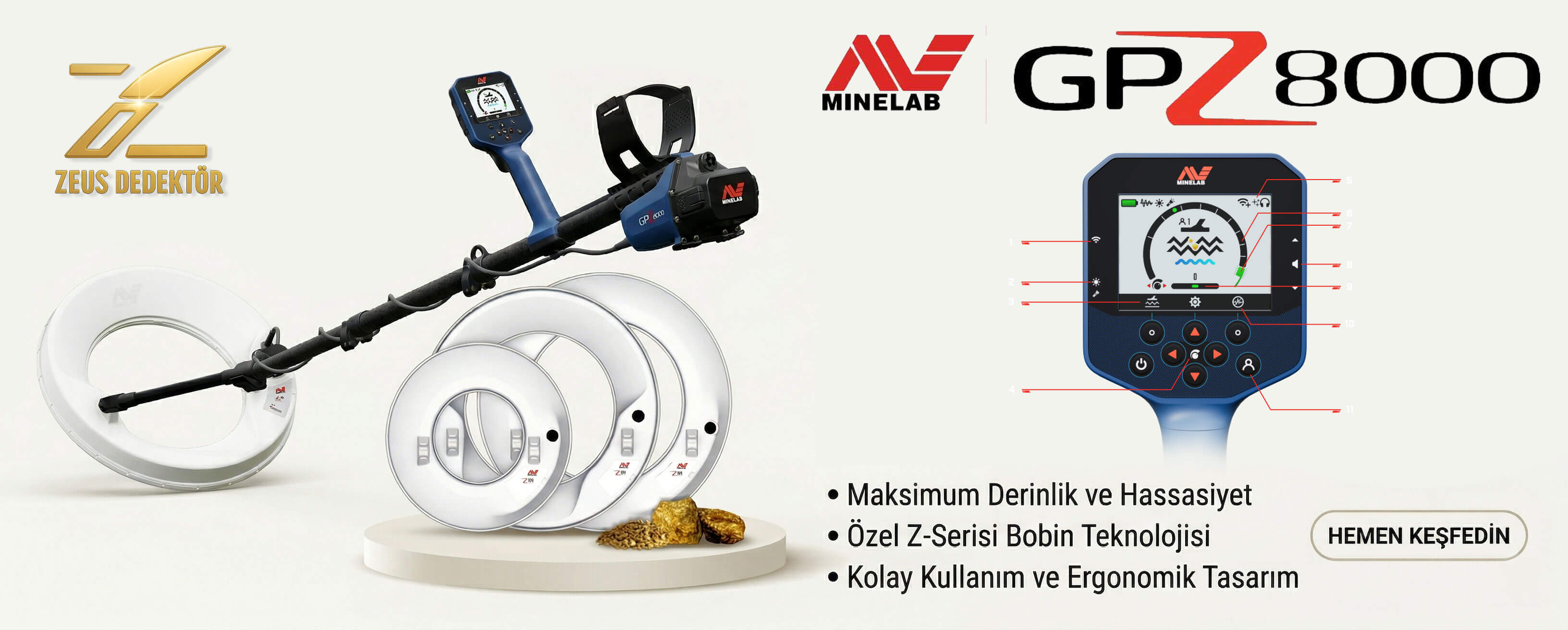 Minelab GPZ 8000 Altın Dedektörü
