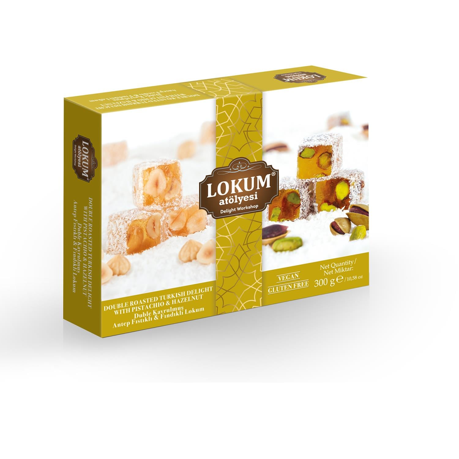Duble Kavrulmuş Antep Fıstıklı & Fındıklı Lokum 350g