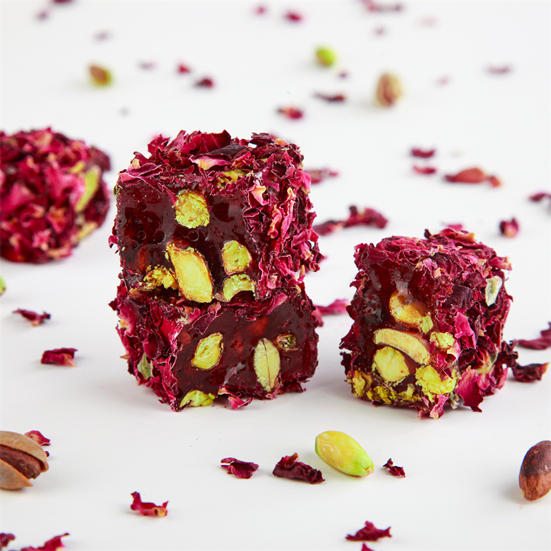 Rose Petal Covered Turkish Delight with Pistachio 500g