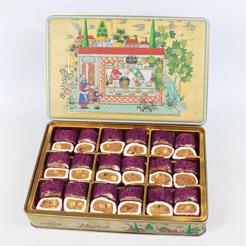 Hurrem Sultan Velvet Purple, Pistachio, Hazelnut, Almond Stuffed Turkish Delight 600g