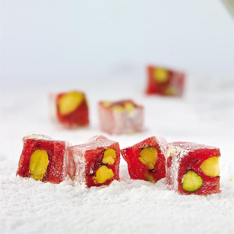 Pomegranate Flavoured Pistachio Mini Turkish Delight 500g