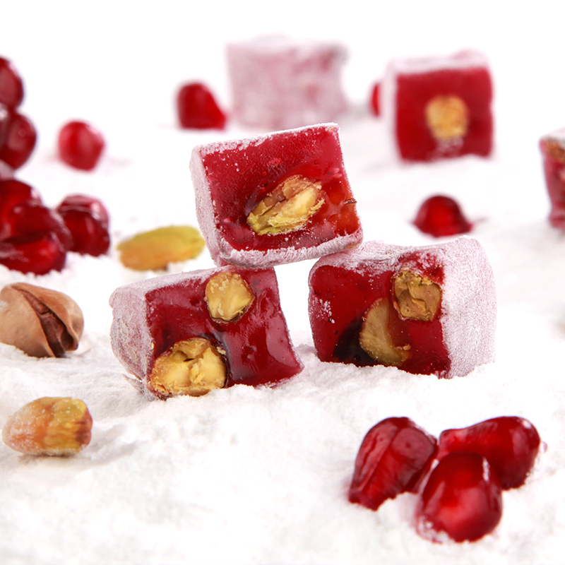 Pomegranate Flavoured Pistachio Mini Turkish Delight 500g