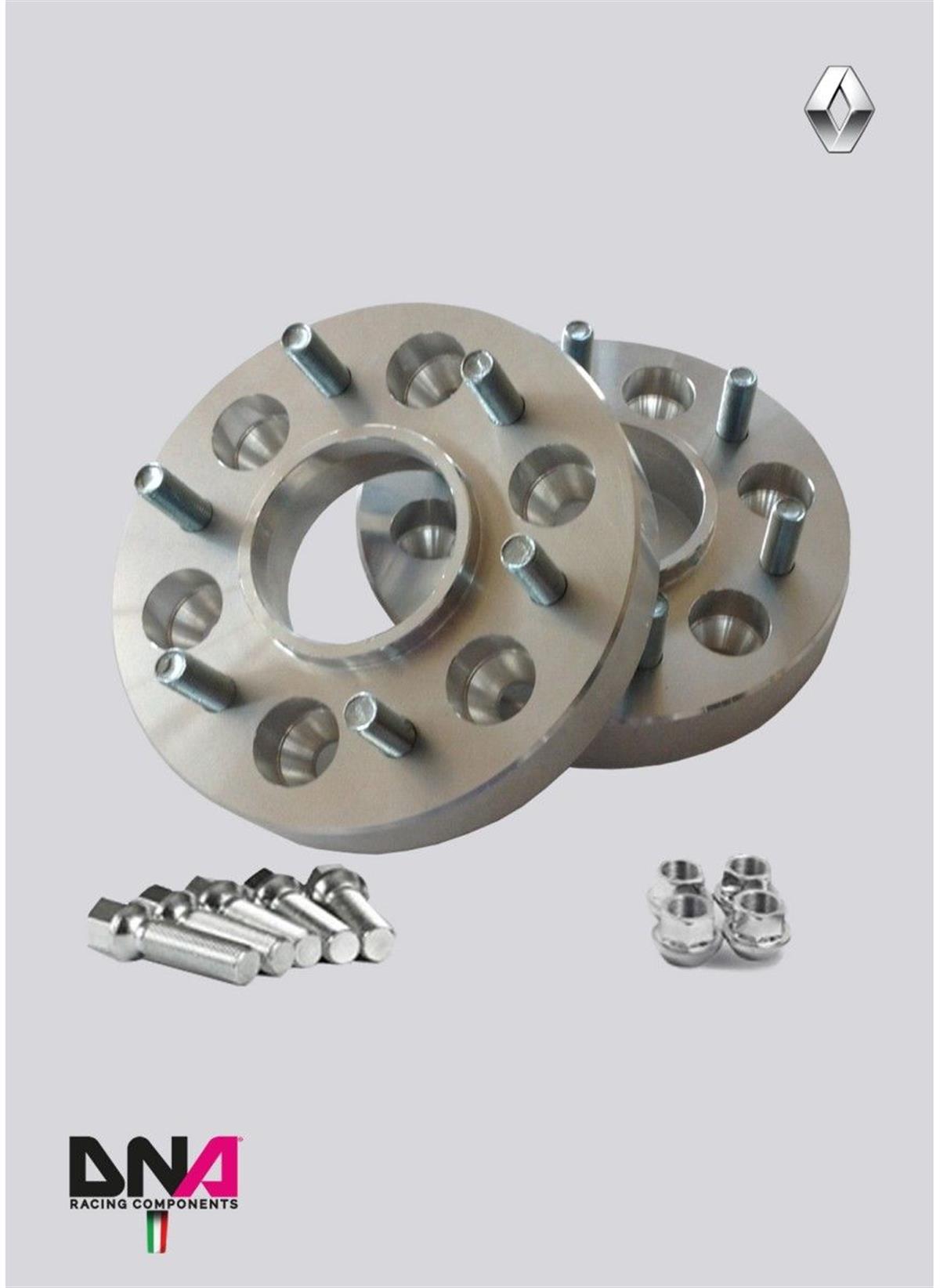 Renault Clio 4 And Rs Wheel Spacers (Pair) 28Mm Double Holes Patterns + Bolts And Nuts Kit ( Pc0728 )