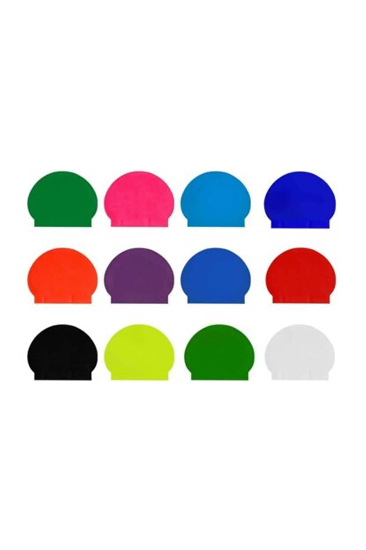 DeltaDelta 12 Adet Lateks Bone Deluxe Latex Yüzücü Deniz Havuz Bonesi (12 Farklı Renk Karışık)