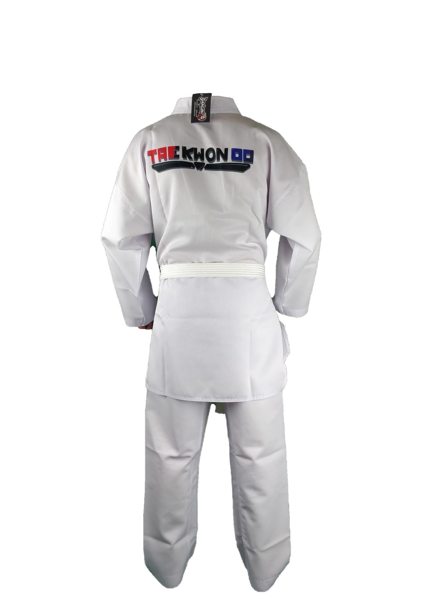 DragonDo 10012 Fitilli Kumaş Beyaz Yaka Taekwondo Elbisesi
