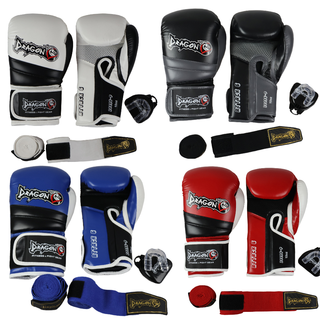 DragonDo 30096-P Attack-6 Boks Eldiveni Seti (Eldiven+Bandaj+Dişlik)