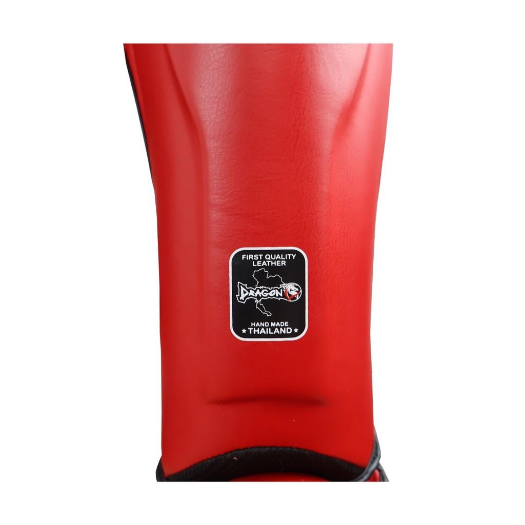 DragonDo DRGN-T51 Hakiki Deri Kaval Koruyucu Kırmızı Profesyonel kickboks Kaval Koruyucu
