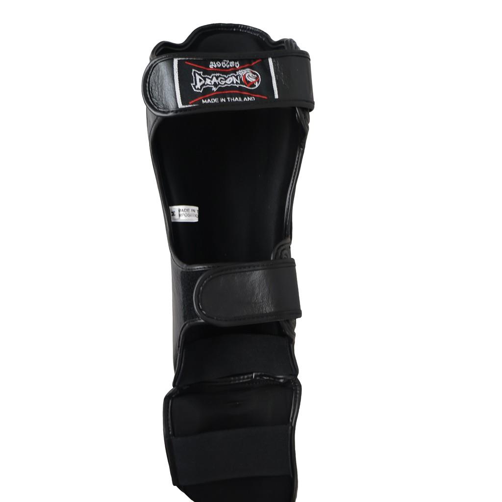 DragonDo DRGN-T51 Hakiki Deri Kaval Koruyucu Siyah Profesyonel Kick Boks Kaval Koruyucu