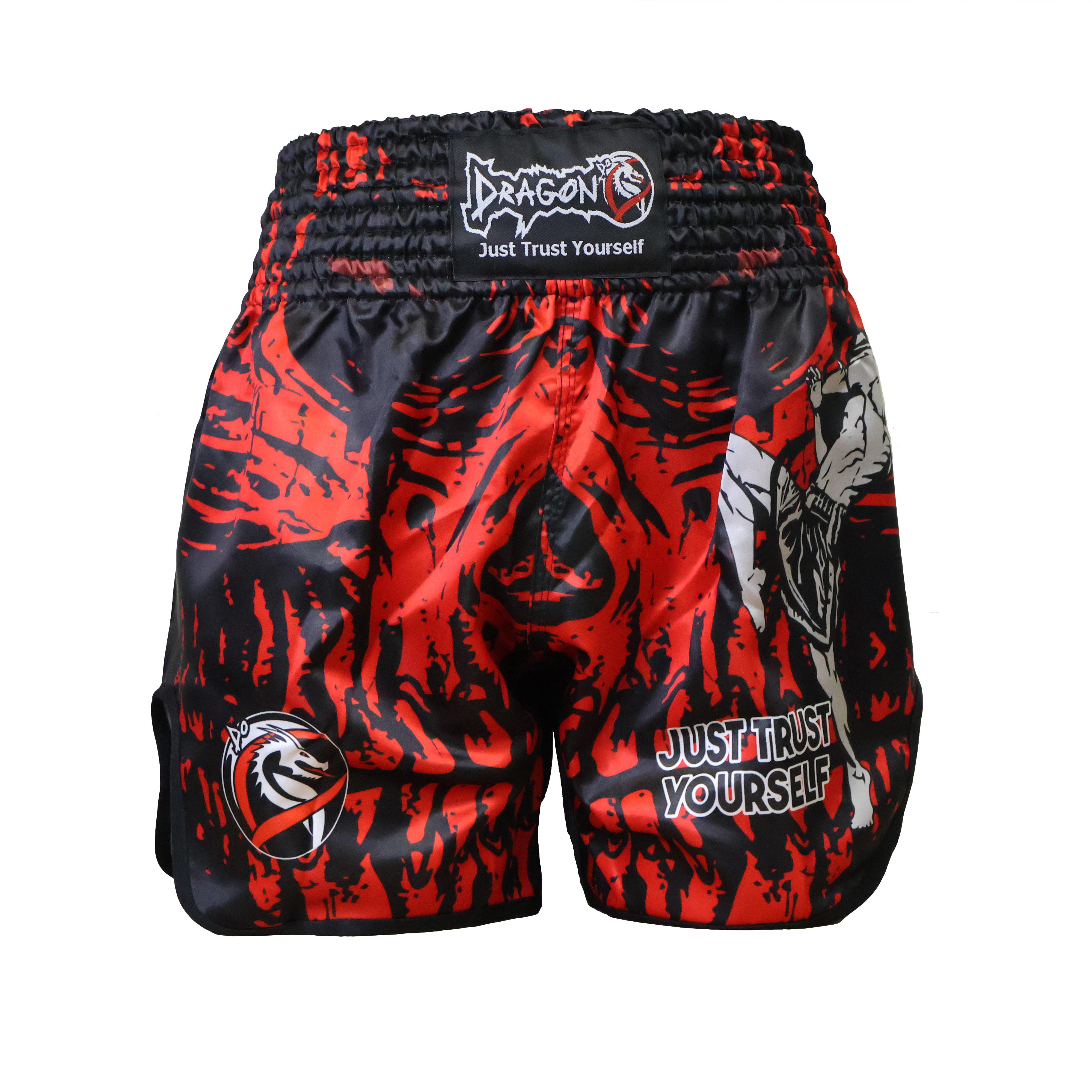 DragonDo MT3012 Red Skull Muaythai Şortu Dijital Baskılı Muay Thai Şortu