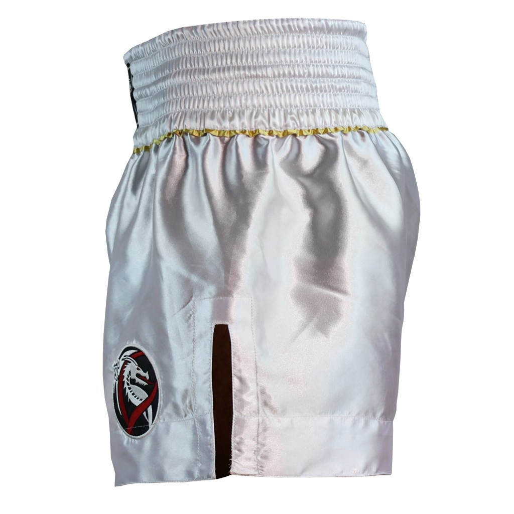 DragonDo MT3033 Muaythai Şortu Beyaz Kick Boks Şortu 