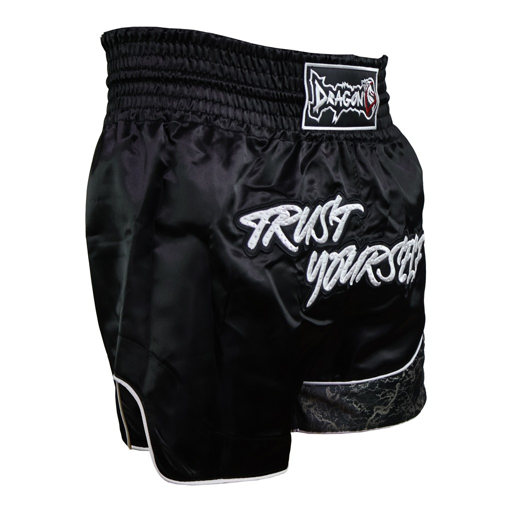 DragonDo MT3408 Trust Yourself Siyah Muay Thai Kick Boks Şortu