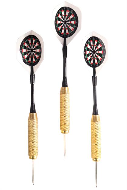 Delta 22 Gr. Dart Oku (3’lü Set) - Çelik Uç + Pirinç Gövde + Renkli Kanat - Dart Oku Seti