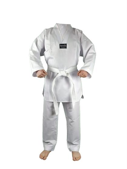 DragonDo 10012 Fitilli Kumaş Beyaz Yaka Taekwondo Elbisesi