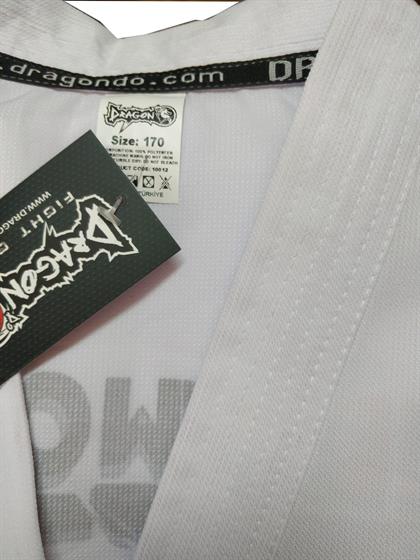 DragonDo 10012 Fitilli Kumaş Beyaz Yaka Taekwondo Elbisesi