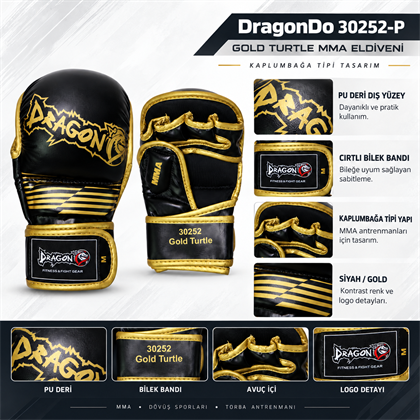DragonDo 30252-P Gold Turtle Kaplumbağa Tipi MMA Eldiveni Torba Eldiveni