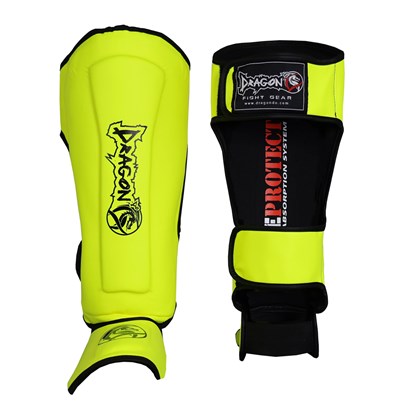 DragonDo 40715-P Kaval Ayak Koruyucu Neon Sarı Profesyonel Kick Boks Kaval Koruyucu