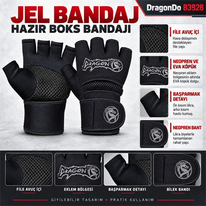 DragonDo 83928 Jel Bandaj – Hazır Boks Bandajı / Giyilebilir El Bandajı
