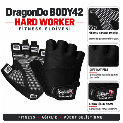 DragonDo Body42 Hard Worker Fitness ve Ağırlık Eldiveni 