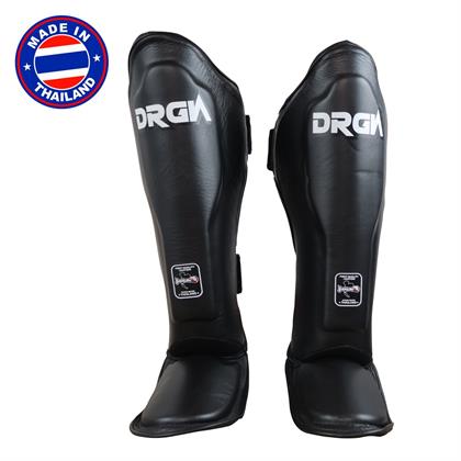 DragonDo DRGN-T51 Hakiki Deri Kaval Koruyucu Siyah Profesyonel Kick Boks Kaval Koruyucu