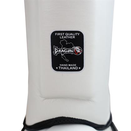 DragonDo DRGN-T51 Hakiki Deri Kaval Koruyucu Beyaz Profesyonel Kick Boks Kaval Koruyucu