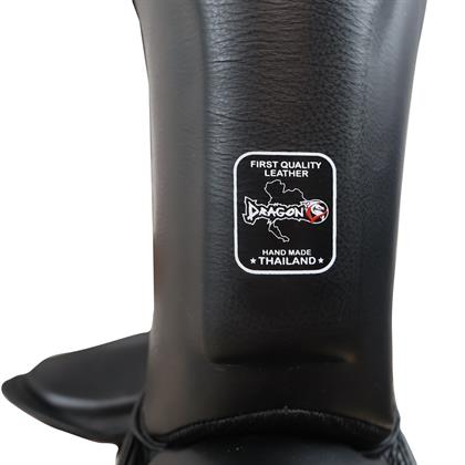DragonDo DRGN-T51 Hakiki Deri Kaval Koruyucu Siyah Profesyonel Kick Boks Kaval Koruyucu
