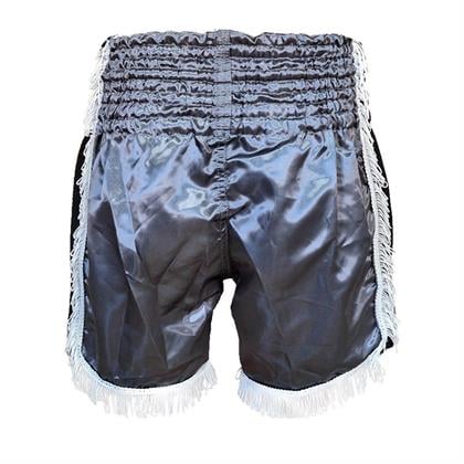 DragonDo MT3020 Apache Muaythai Şort Antrasit Püsküllü Şort Nakışlı Muay Thai Şortu