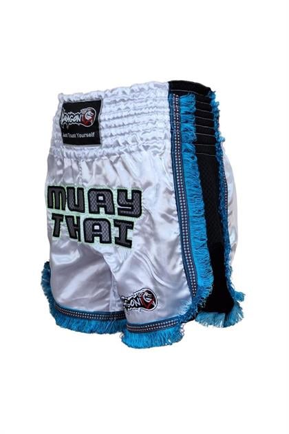 DragonDo MT3020 Apache Muaythai Şort Beyaz Püsküllü Muay Thai Şortu