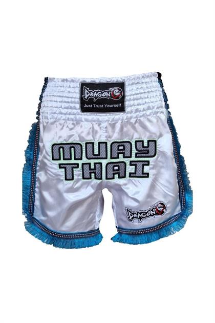 DragonDoDragonDo MT3020 Apache Muaythai Şort Beyaz Püsküllü Muay Thai Şortu