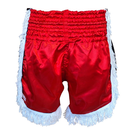 DragonDo MT3020 Apache Muaythai Şortu Kırmızı Püsküllü Şort Nakışlı Muay Thai Şortu