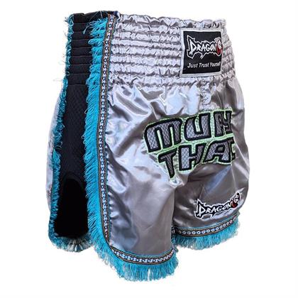 DragonDo MT3020 Apache Muaythai Şortu Gri Püsküllü Şort Nakışlı Muay Thai Şortu