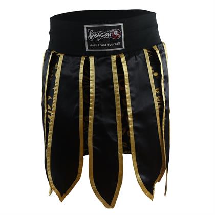 DragonDo MT3031 Muay Thai Kick Boks Şortu Taytlı Püsküllü Şort Siyah