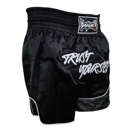 DragonDo MT3408 Trust Yourself Siyah Muay Thai Kick Boks Şortu